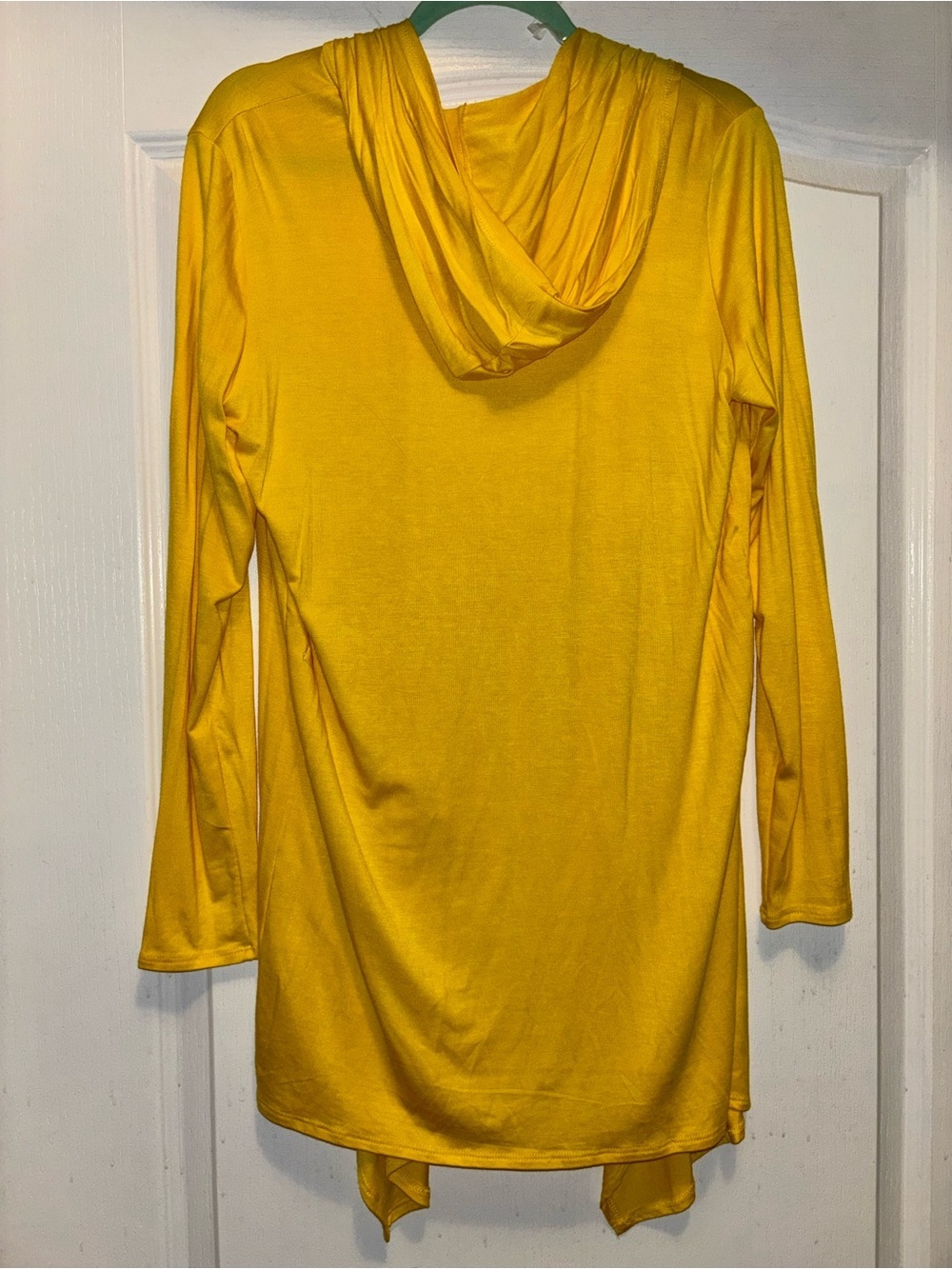 Azules yellow Hooded Waterfall Cardigan Drape Open Front Lightweight Size S - Picture 7 of 8